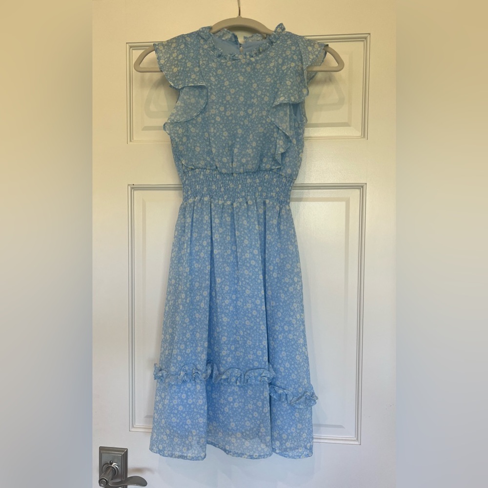 Girls Aqua Mini Dress Light Blue Size M